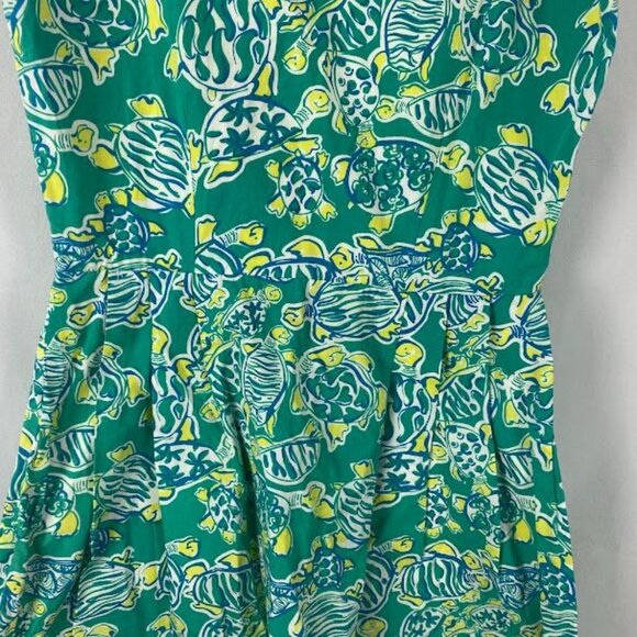 Lilly Pulitzer Vintage Green Turtle Print Dress Women's Size 8 - Picture 6 of 16
